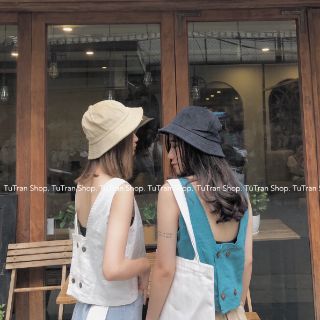 Tanktop linen cổ vuông