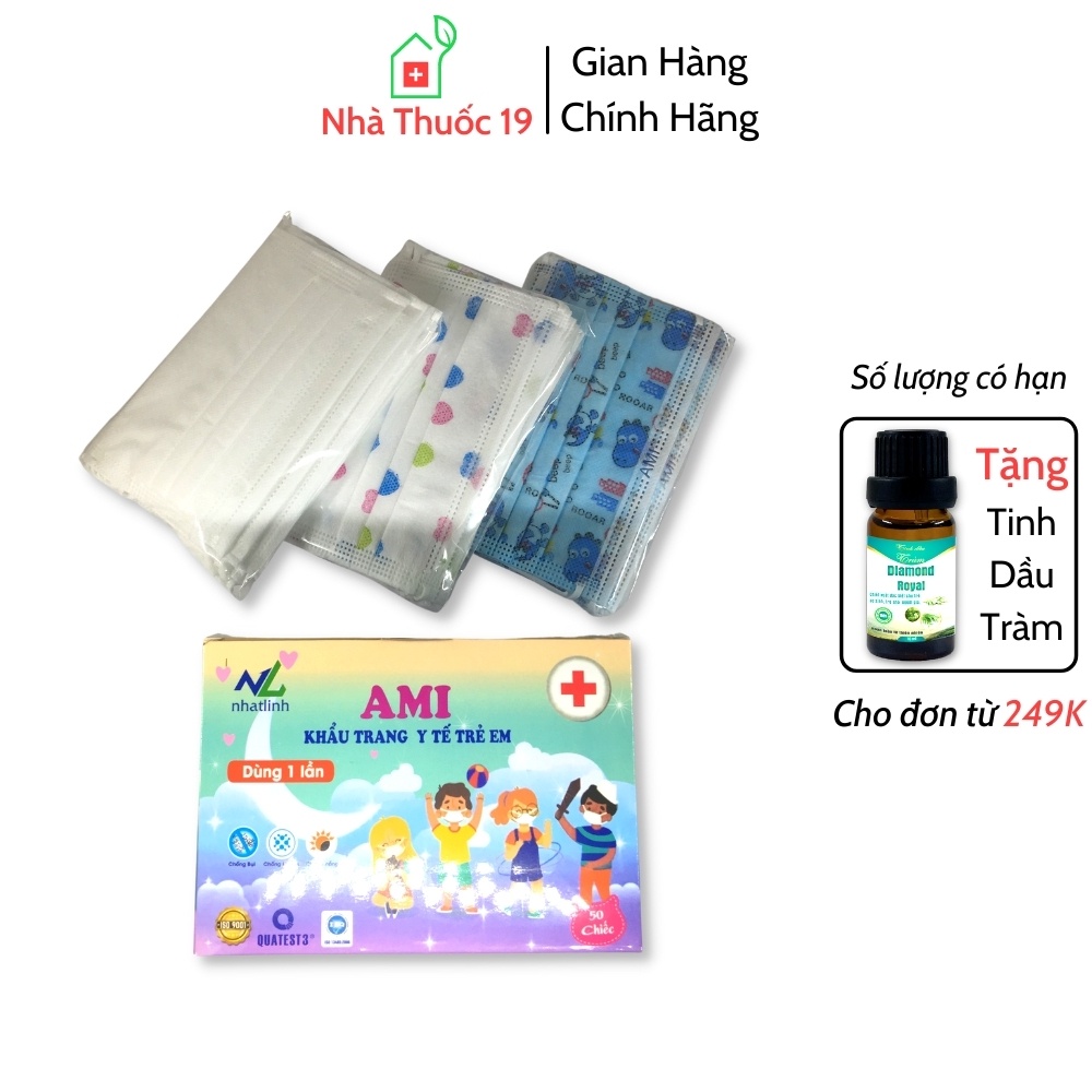 Khẩu Trang Y Tế Trẻ Em AMI Kids - Mask Kids Hộp 50 Chiếc Chính Hãng
