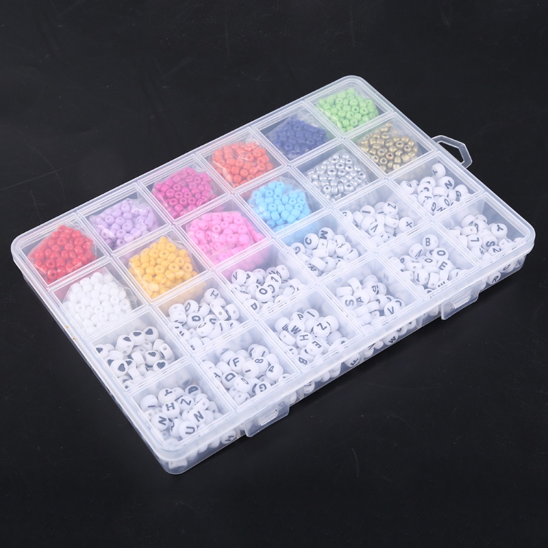 Set hạt nhựa acrylic 4mm họa tiết chữ cái tiếng anh màu cầu vồng dùng làm vòng tay cho bé
