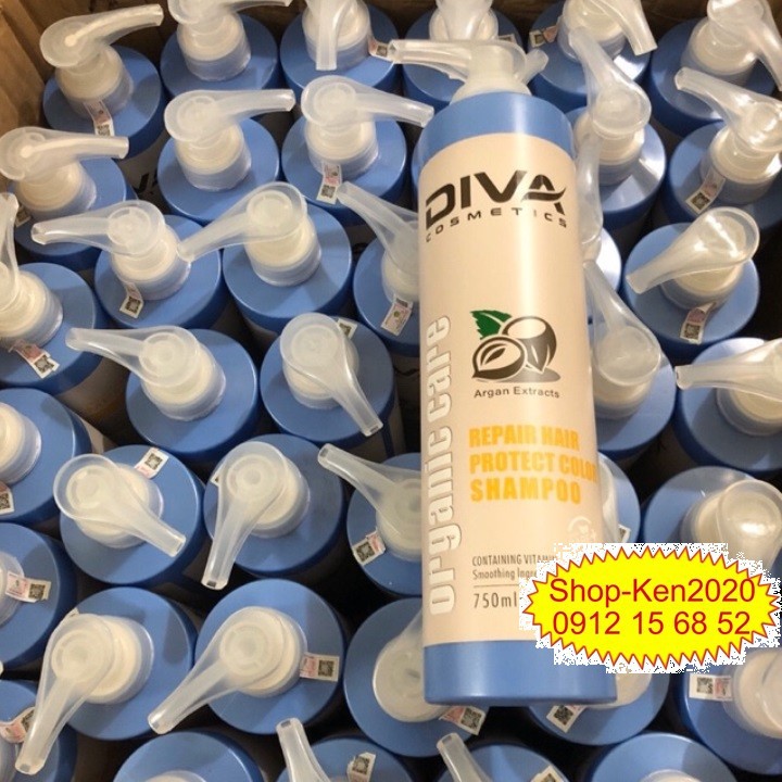 Cặp dầu gội xả Diva xanh 750ml x2