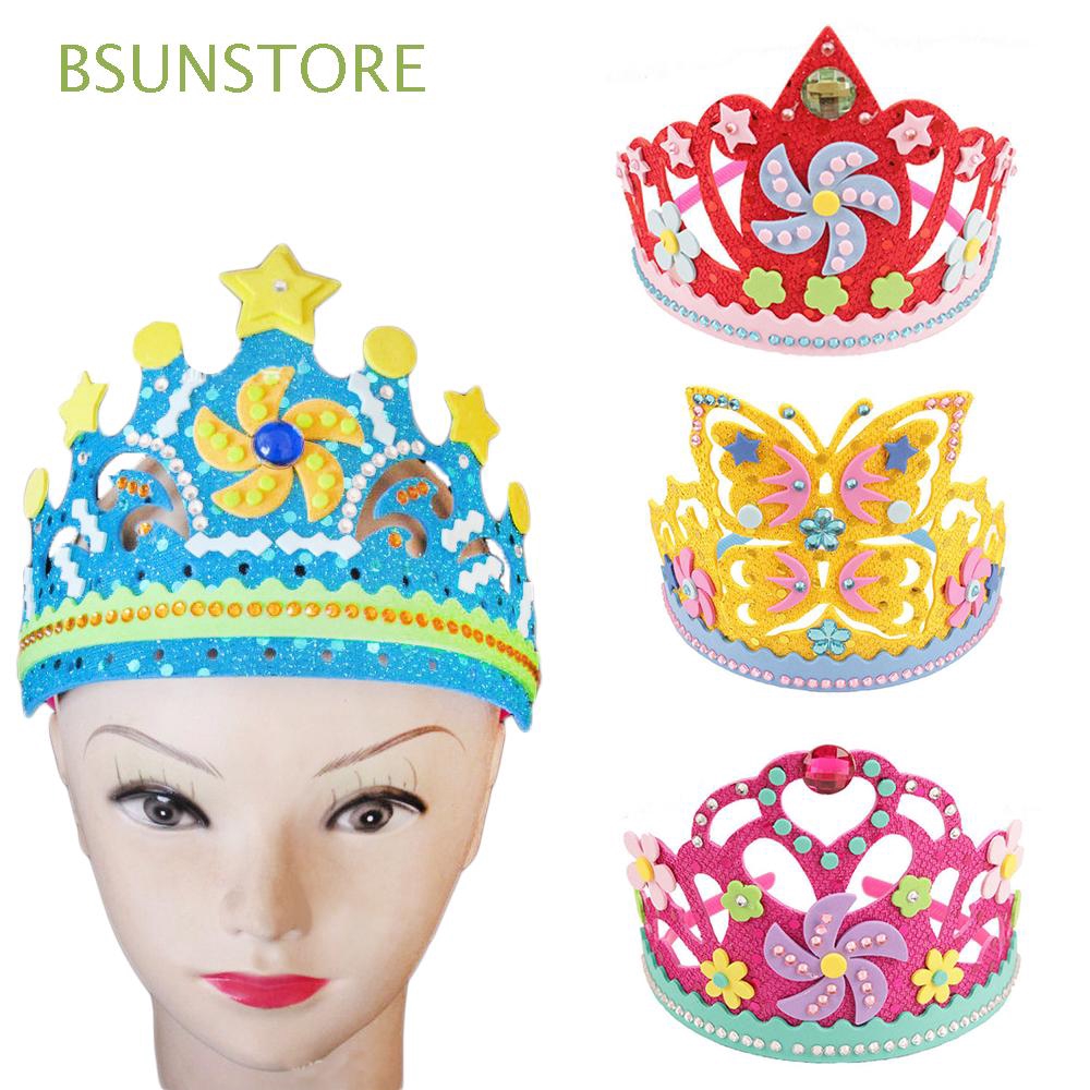 Kids Gifts EVA Foam Paper sequins Flowers Stars Kindergarten DIY Crown Kits