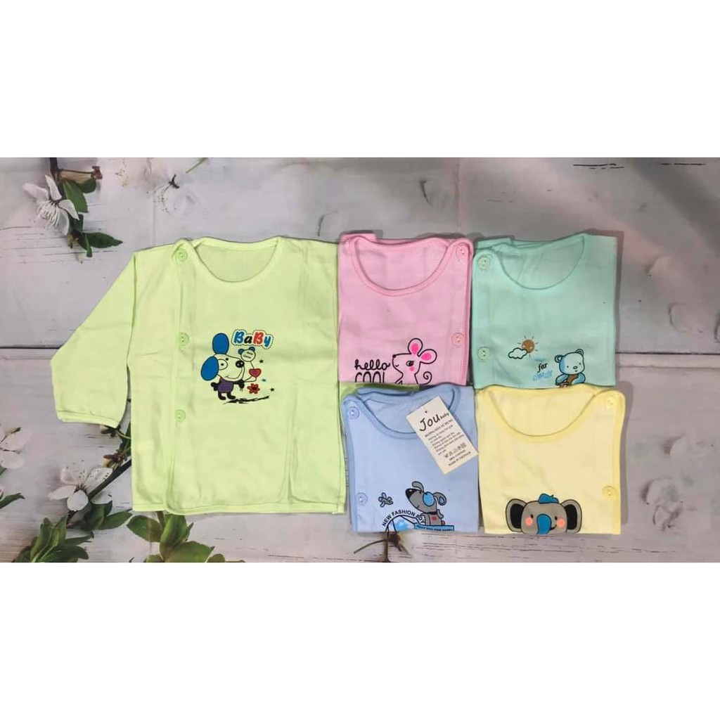 set 5 áo sơ sinh dài tay Jou chất cotton cực đẹp cho bé