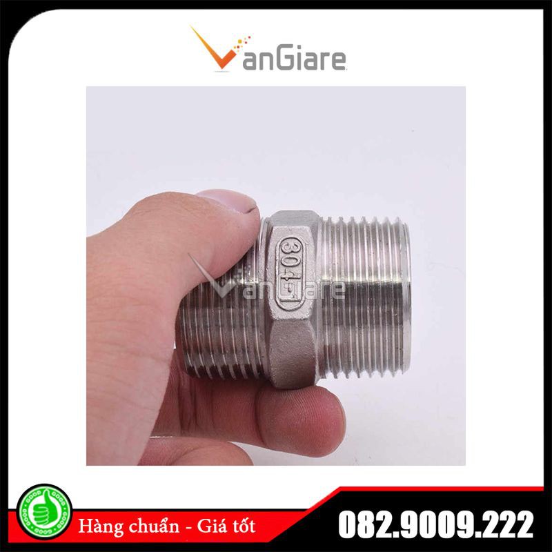 (đủ size) Kép inox - Nối 2 đầu ren ngoài ống nước phi 13 17 21 27 34