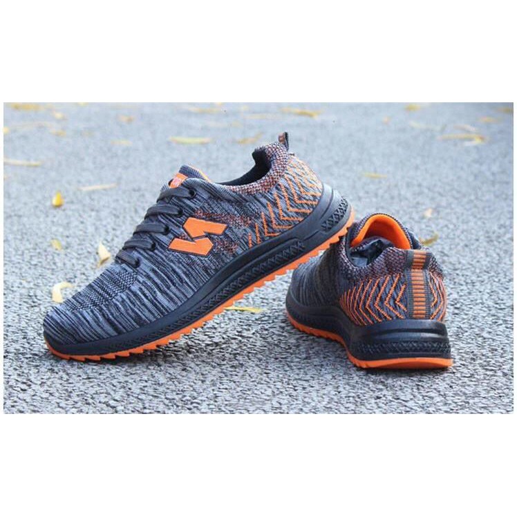 Giày Nam Sneaker Thể Thao - Giày chạy bộ, giày tập SPISO A025 Màu Ghi Cam Đế Đen