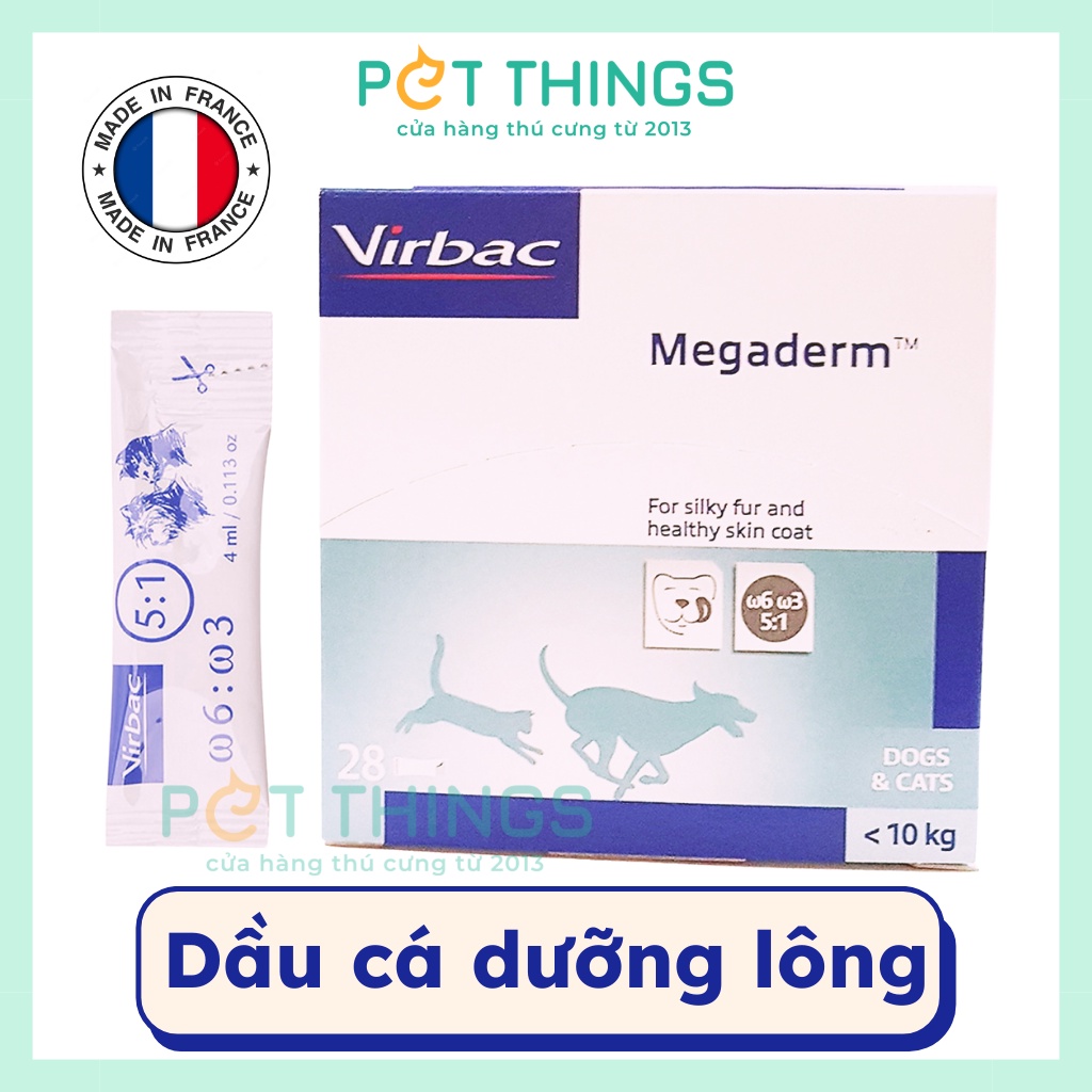 Dầu cá Virbac Megaderm dưỡng da lông cho chó mèo, hộp 28 gói