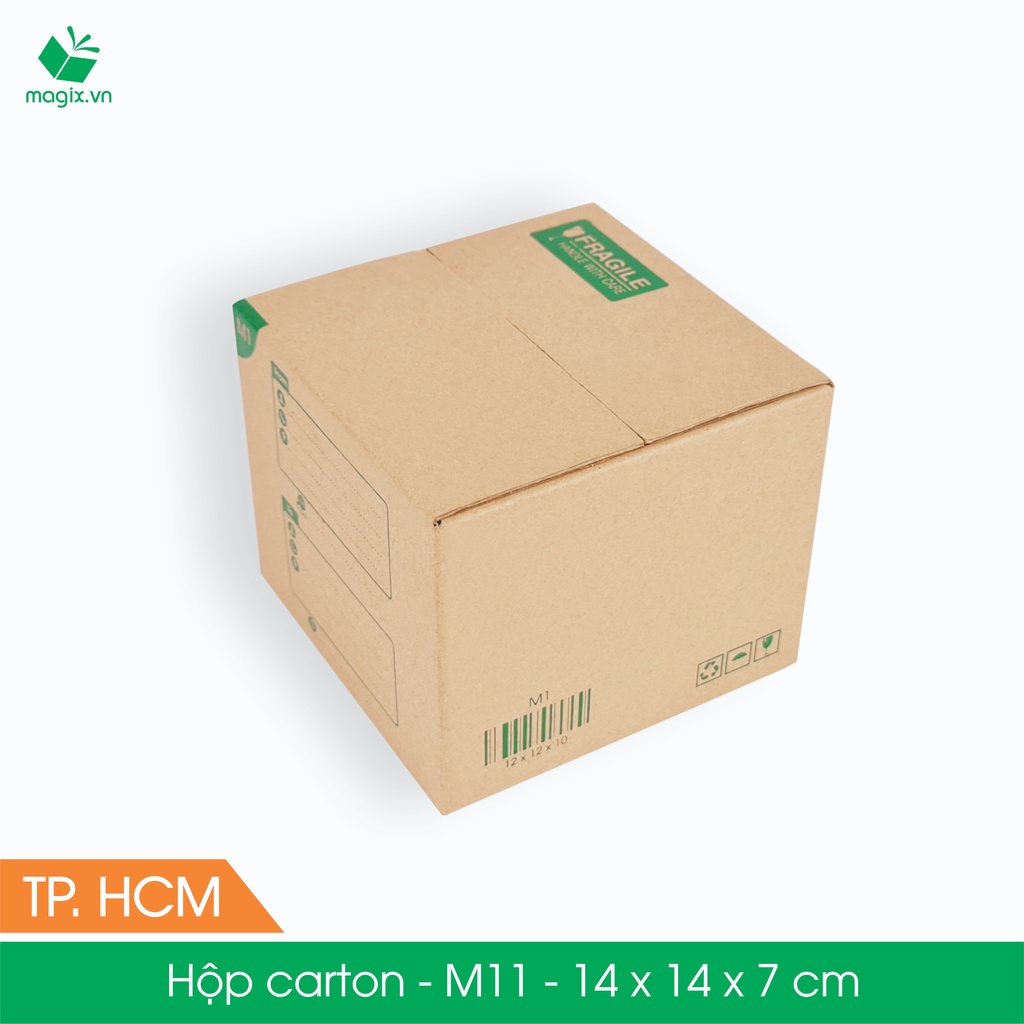 M11 - 14x14x7 cm - 60 Thùng hộp carton + tặng 25 TEM HÀNG DỄ VỠ