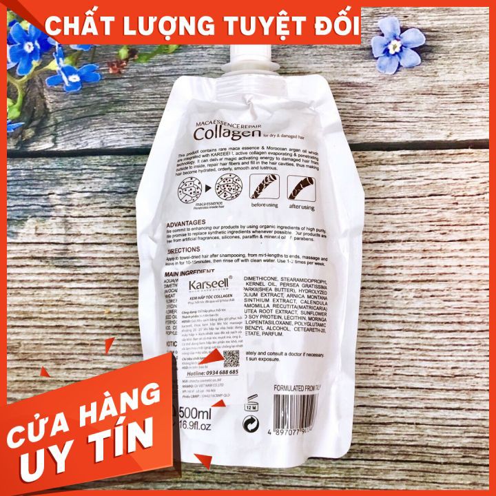 [Giá Hủy Diệt ] Túi ủ karseell 500ml Phục hồi Tóc Hư Tổn (Tặng mũ gội + combo gội xả mini)