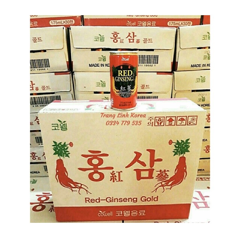 Nước Hồng Sâm Lon Korean RED GINSENG GOLD  175ml  (Hàn Quốc ) - Thùng 30 Lon - giúp cơ thể phục hồi nhanh chóng