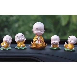 Tượng chú tiểu ngồi đài sen trang trí taplo ô tô,bàn làm việc may mắn bình an