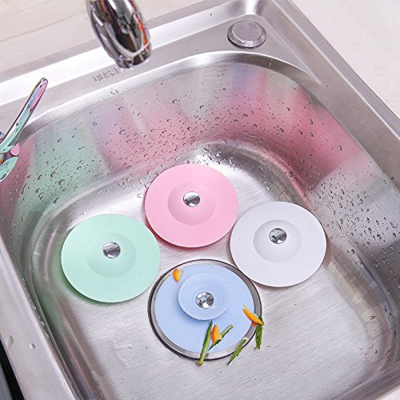 Dụng cụ giữ nước bồn rửa chén có lỗ thoát - Nắp đậy bồn rửa chén, cống thoát nước bằng silicon 2 trong 1 tiện lợi