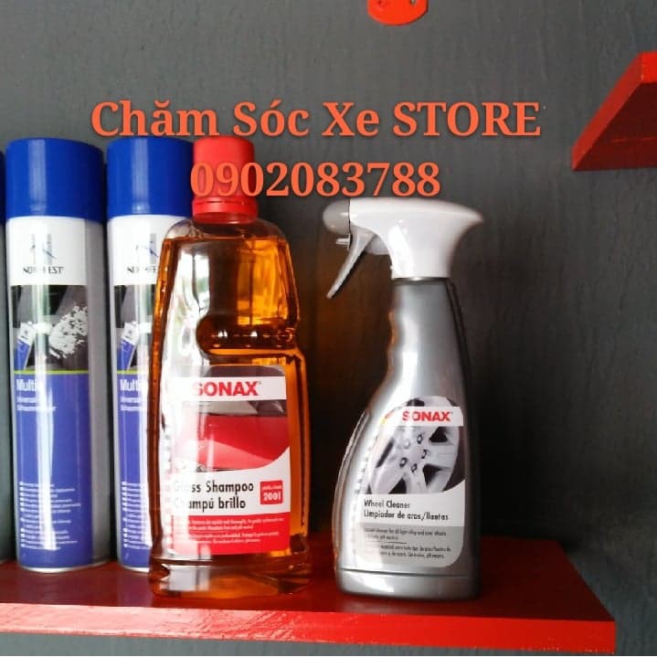 Bộ Sản Phẩm Vệ Sinh Xe Sonax: Nước Rửa Xe Đậm Đặc Sonax314300- Chai Vệ Sinh Vành Mâm Xe Sonax429200