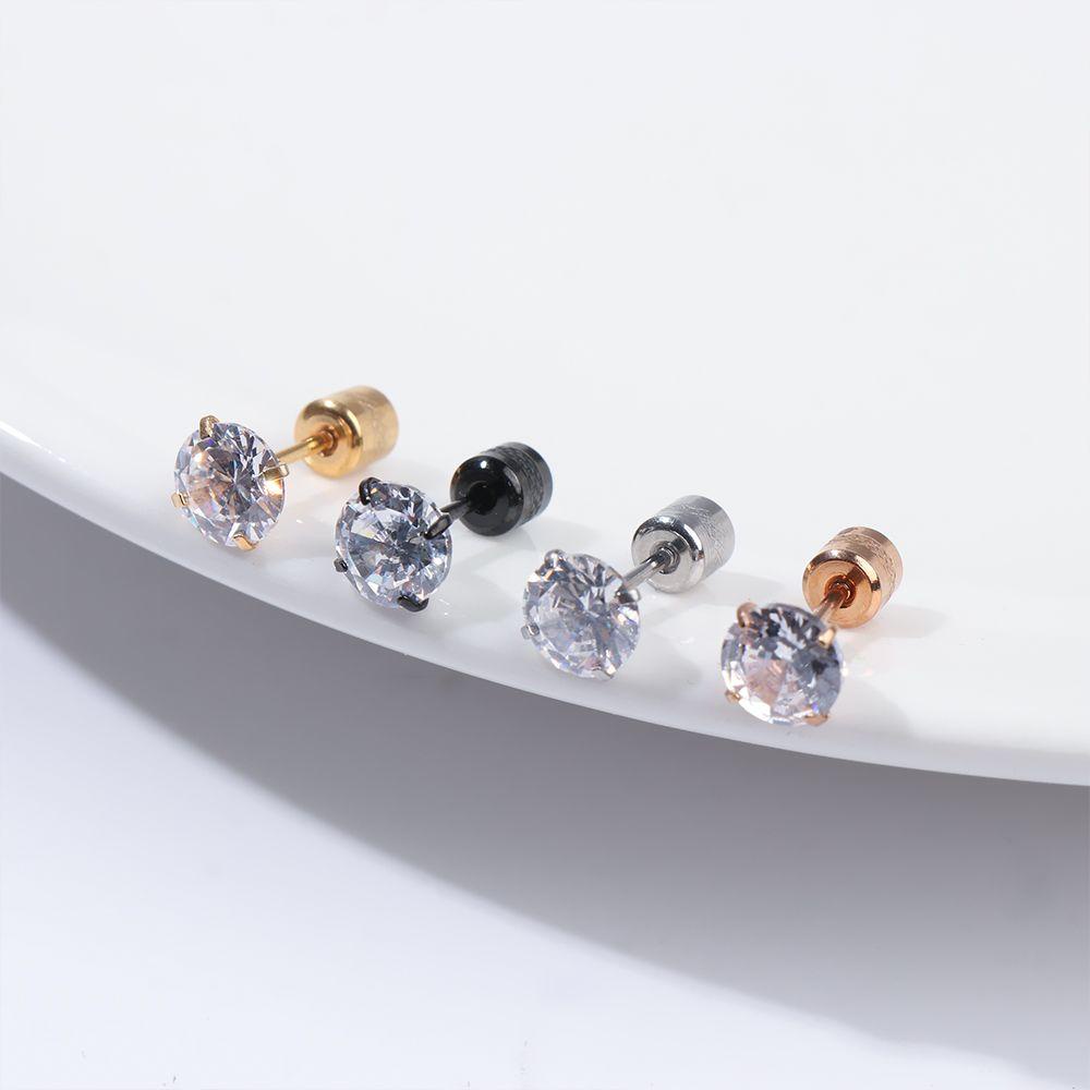 EUTUS Khuyên Tai Thép Không Gỉ Đính Đá Zircon 2~6mm