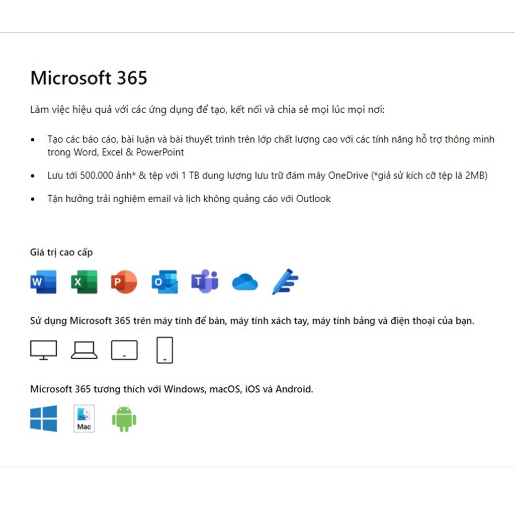 Phần Mềm Microsoft Office 365 Personal | Key Điện Tử | 01 Năm | 01 Tài Khoản | 05 Thiết Bị