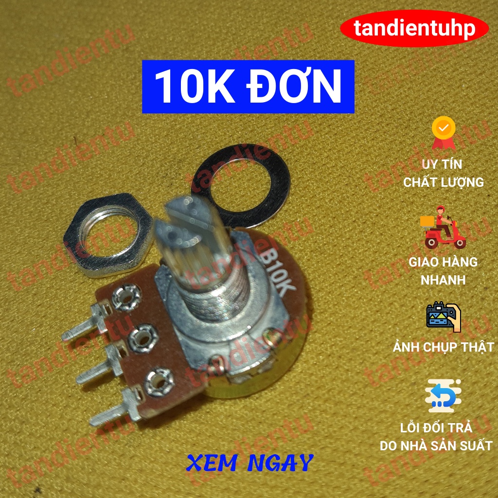 5 CHIẾC CHIẾT ÁP, BIẾN TRỞ  ĐƠN : 15MM KÈM ỐC VẶN VÀ LÓT 1K, 2K, 5K, 10K, 20K, 50K, 100K, 250K, 500K