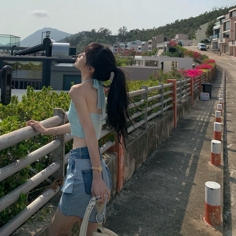 Áo croptop nữ 2 dây buộc cổ kiểu ôm tay ngắn cổ vuông nhún ngực bigsize thun body k5T4