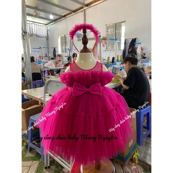 Váy công chúa baby Nhung Nguyễn mèo xanh bơ cf