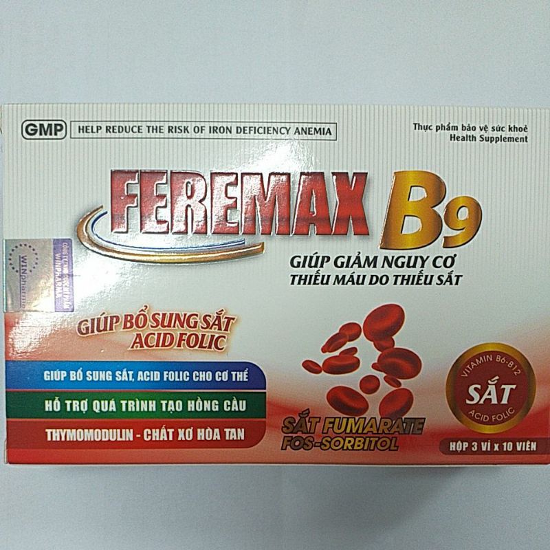 Viên uống Feremax B9 bổ sung sắt- Giảm nguy cơ thiếu máu do thiếu sắt