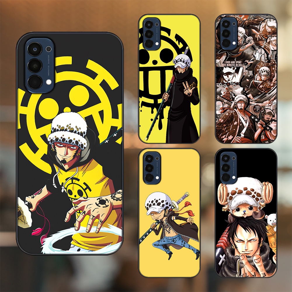 Ốp lưng Oppo Reno 4 viền đen in hình Law One Piece