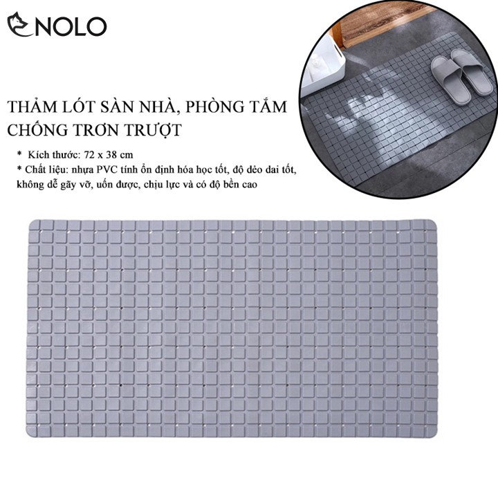 Thảm Lót Sàn Nhà Phòng Tắm Chống Trơn Trượt Kích Thước 38x72cm Chất Liệu Nhựa PVC Có Đặc Tính Dẻo Tốt Không Dễ Uốn Gãy