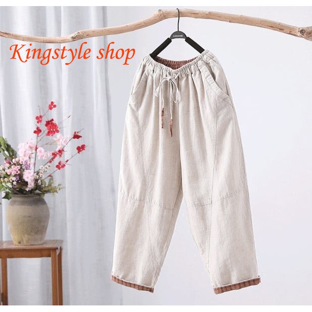 Quần Baggy Đũi Xước Nữ Lưng Thun Thời Trang Ống Rộng Giá Tốt Nhất Kingstyle shop