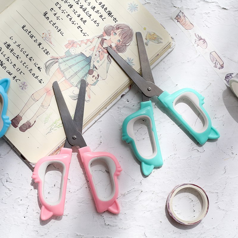 Kéo cắt giấy làm thủ công mini thiết kế mèo hoạt hình dễ thương cho bé