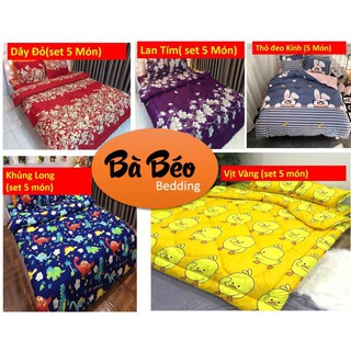 Set Vỏ Chăn Ga Giường Drap Giường Ga Gối poly bao gồm Vỏ Chăn Ga giường, 2 Áo Gối, 1 Áo Gối ôm  Ga Chun,Ga Giường Đẹp.