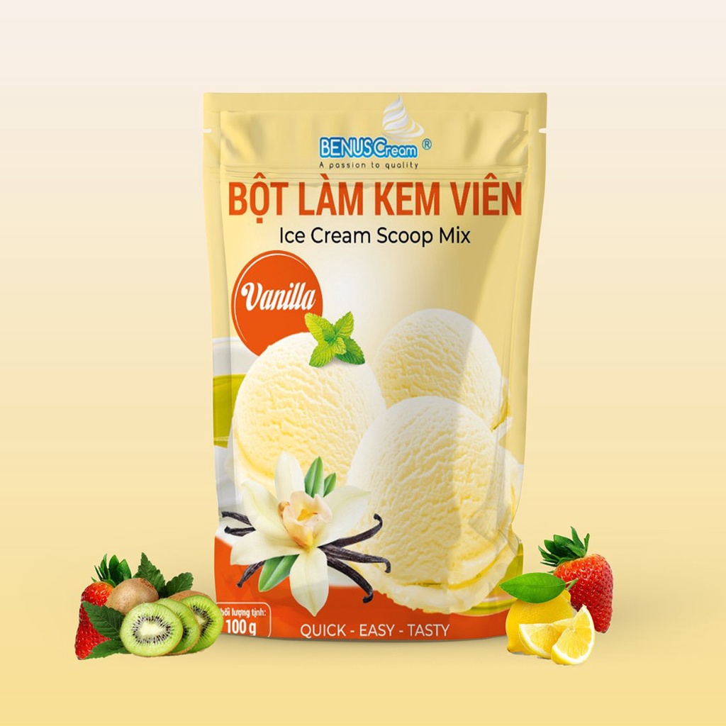 Bột làm kem viên-(Bột làm kem gia đình) Benuscream Túi 100gram