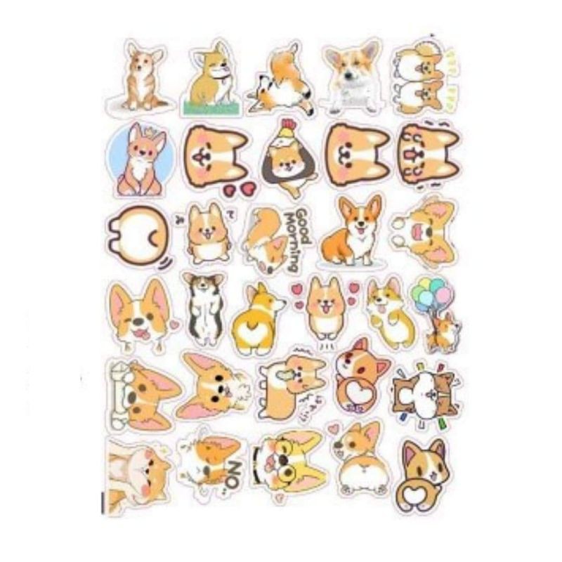 Bộ 10 - 50 hình sticker chú chó corgi cute decal