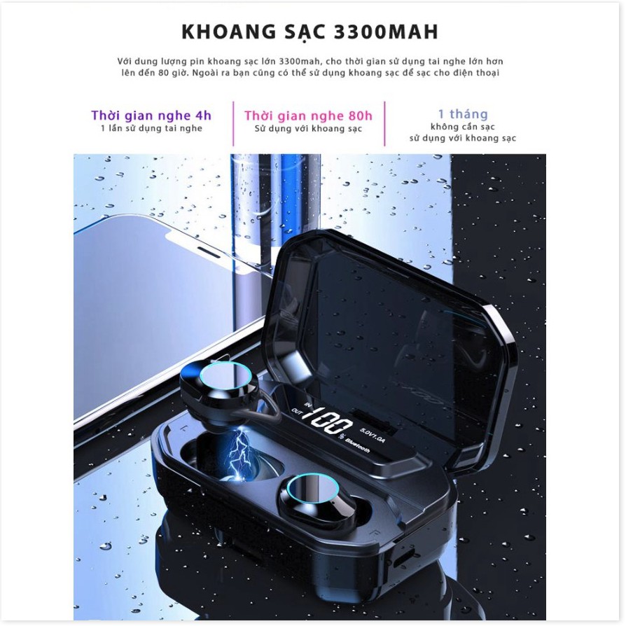 🆕 Tai nghe Bluetooth G02-TWS tích hợp pin dự phòng 3300mah