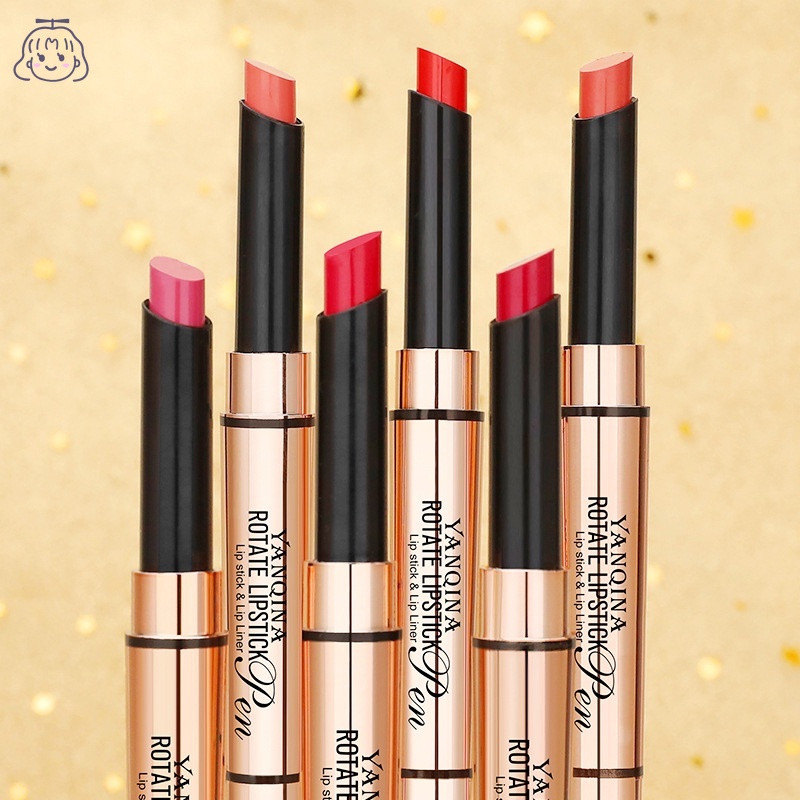 Son Môi Kiêm Bút Kẻ Viền Môi Hai Đầu 2 Trong 1 Lâu Trôi Không Thấm Nước Màu Sắc Thời Trang