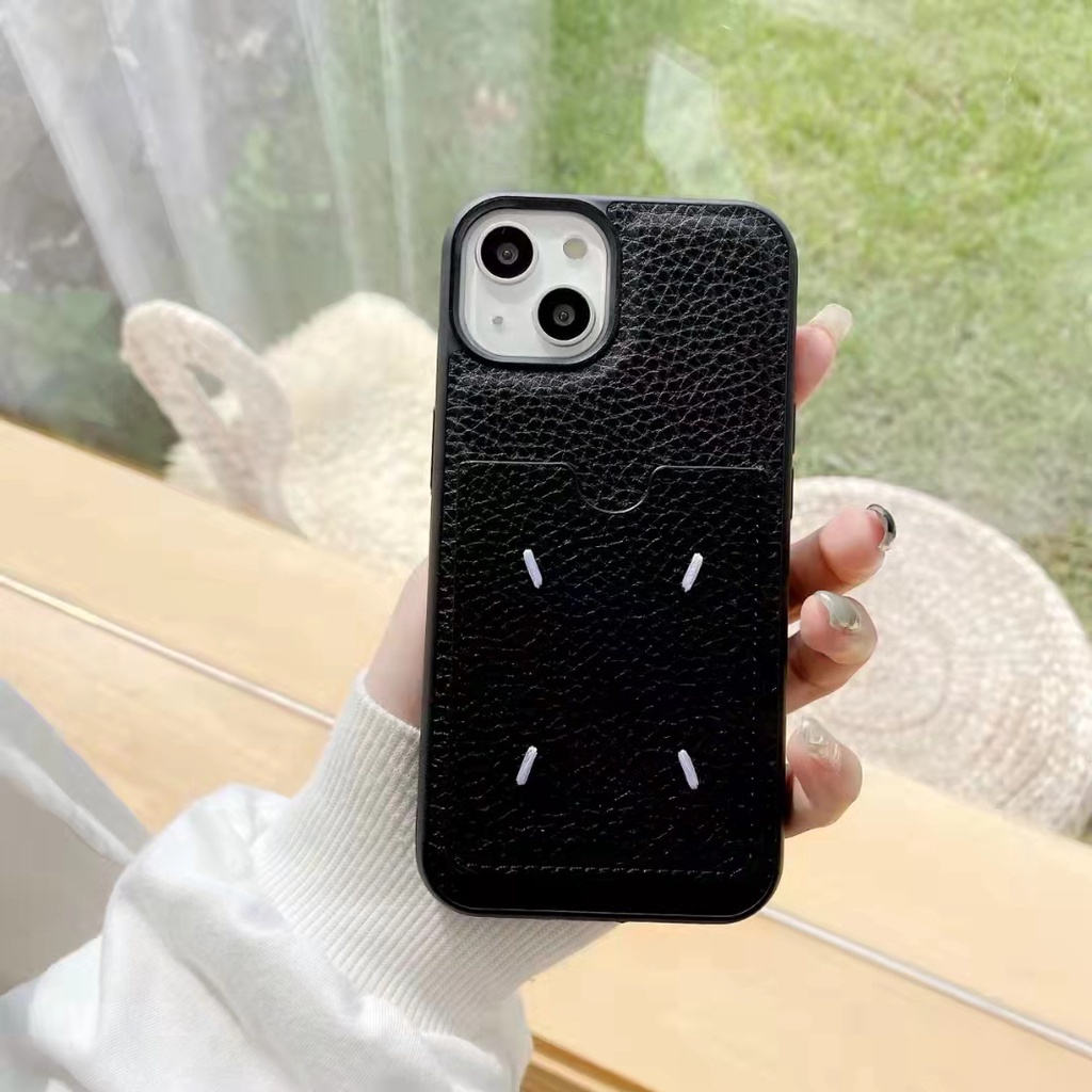 Ốp Điện Thoại Da Màu Đen Kèm Ngăn Đựng Thẻ Cho Iphone 13 pro max Iphone X XR XS XsMax 11 12 promax 13 mini pro