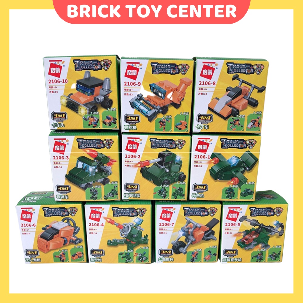 Đồ chơi xếp hình cho bé Qman 2106 2107 mô hình lắp ráp các loại xe cứu hỏa xe tăng xe đua máy bay chiến đấu