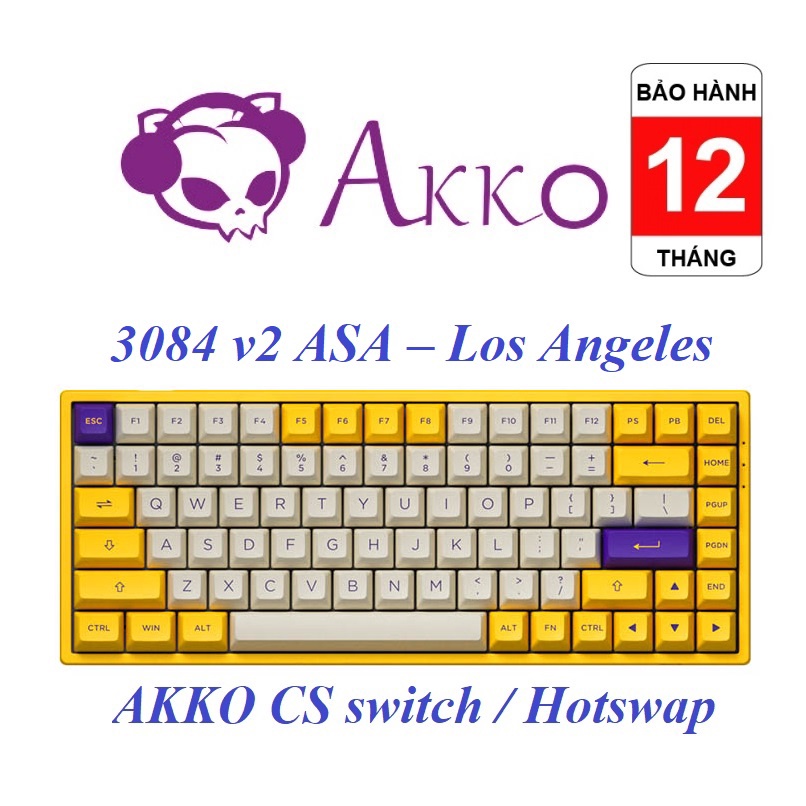 Bàn phím cơ AKKO 3084 v2 Los Angeles/ 3084B Plus Black Gold | RGB | Bluetooth | Wireless 2.4 Ghz | USB Type C