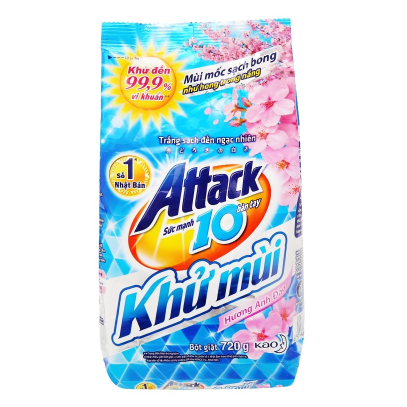 Bột giặt Attack khử mùi hương hoa anh đào 720g