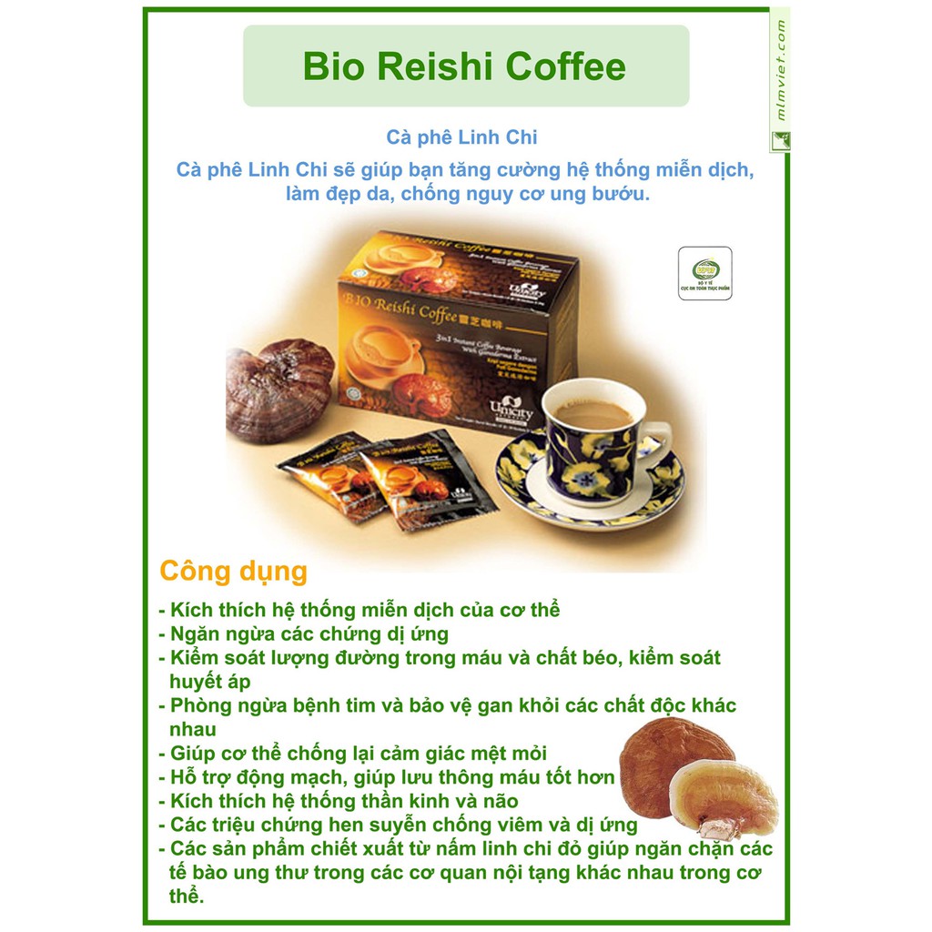 Cà Phê nấm Linh Chi (BioReiShi Coffee) Unicity hộp 20 gói