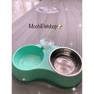 Bộ bát ăn đôi cho chó mèo có kèm bình nước và bát inox