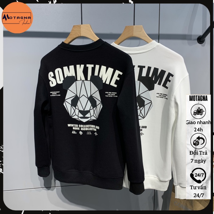 Áo nỉ nam dáng ôm, Áo sweater nam chất đẹp dày dặn in Gấu Trúc lạ mắt mã NZ665