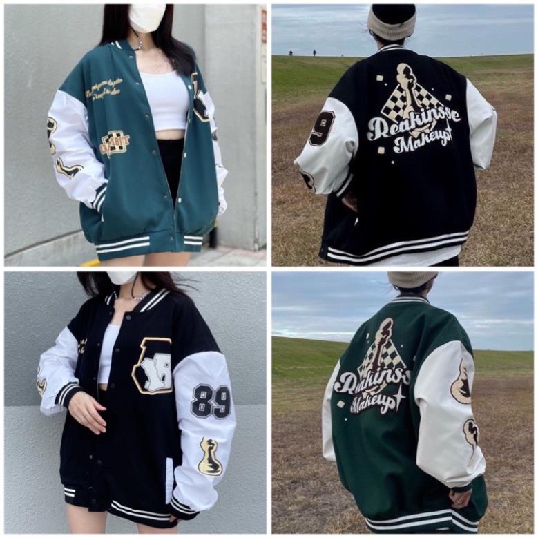 [NEW] Áo Khoác Bomber Jacket GAMBIT Cờ Vua Form Rộng Unisex Nam Nữ( Hàng Sẵn)