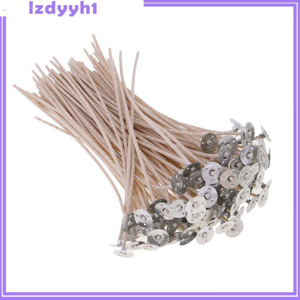 Set 100 Bấc Nến Lõi Cotton Màu Nâu Kèm 100 Miếng Dán Bấc