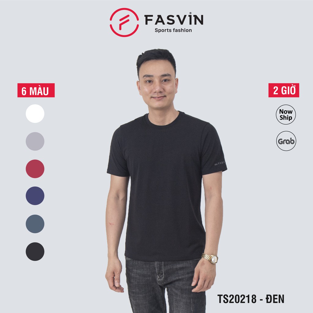 Áo thun nam trơn COTTON  FASVIN chất mềm mát co giãn dáng thể thao trẻ đẹp TS20218.HN | BigBuy360 - bigbuy360.vn