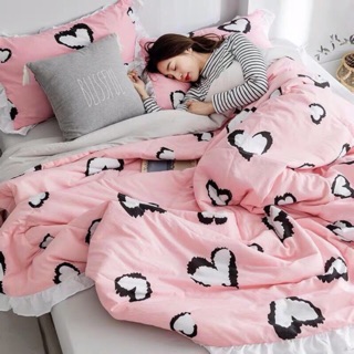 Bộ chăn ga gối đũi bèo chăn chần mát lịm