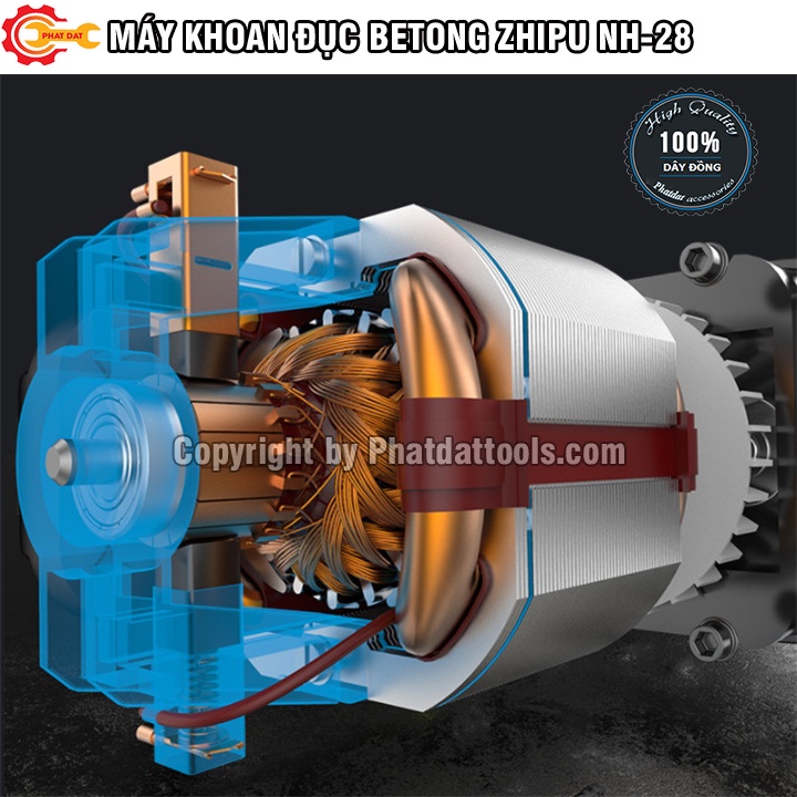 Máy Khoan Đục Bê Tông ZHIPU Z1C-NH-28  - Kèm 4 Mũi Khoan Phi 6,8,10,12 - Công Nghệ Đức - Bảo Hành 6 Tháng