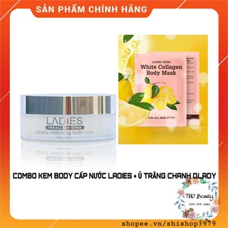 [CHÍNH HÃNG] COMBO Ủ Trắng chanh + Kem Body cấp nước LADIES , Dưỡng trắng da toàn thân  QLADY