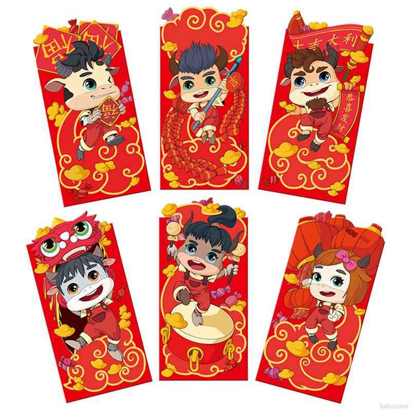 Set 5/6 bao lì xì tông đỏ may mắn độc đáo