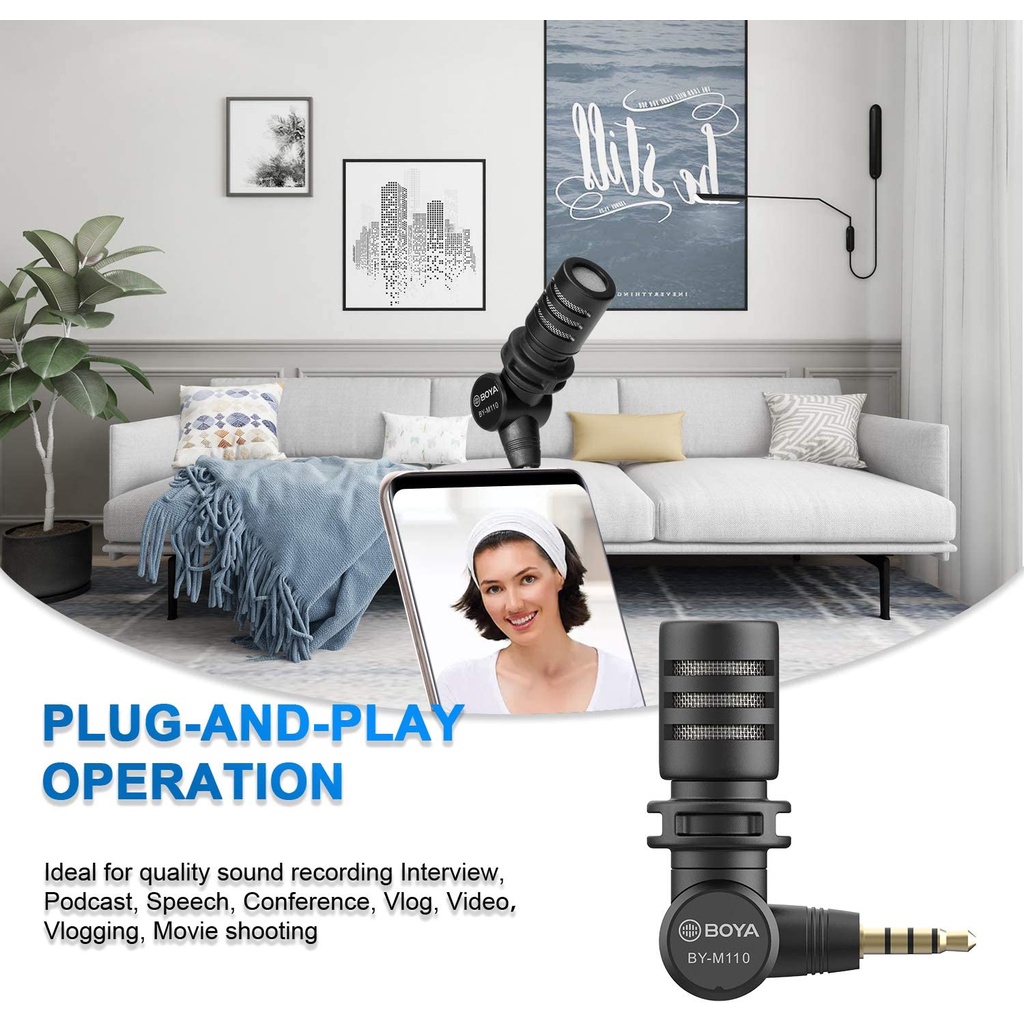 BOYA BY - M110 - Mic thu âm Plug-in TRRS Cho Điện Thoại Android Cổng 3.5mm - Hàng Chính Hãng/Bảo Hành 2 Năm
