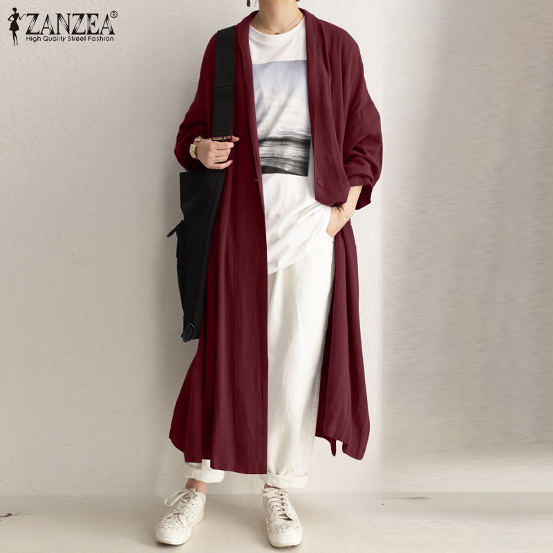 Áo Khoác Cardigan Zanzea Màu Trơn Dáng Dài Thời Trang Đơn Giản | BigBuy360 - bigbuy360.vn