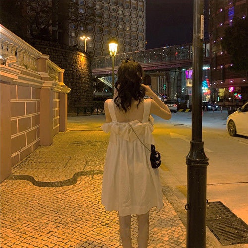 Ins Mùa Hè Mới Nơ Công Chúa Dây Treo Váy Phụ Nữ