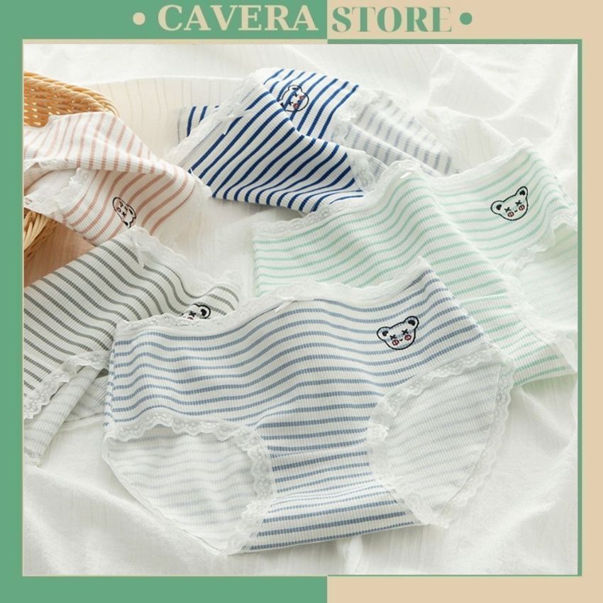 Quần Lót Nữ Cotton viền ren gân tăm kháng khuẩn hoạ tiết viền ren sexy điệu đà - L167