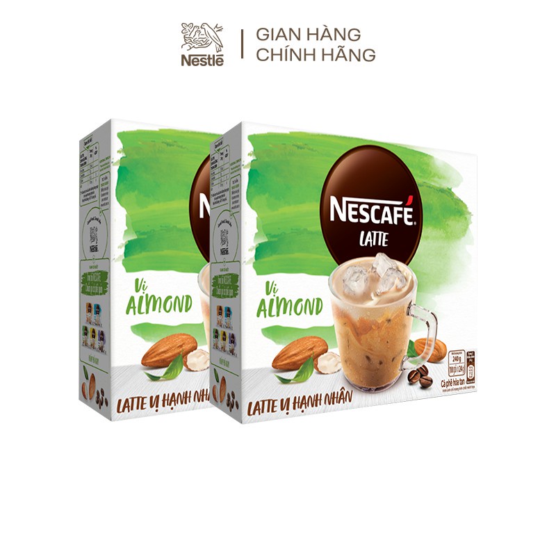 [COMBO 2 HẠNH NHÂN] Combo 2 hộp Cà phê sữa hạt NESCAFÉ Latte vị Hạnh Nhân (10 gói x 24g)