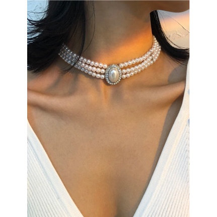 Vòng cổ hạt trai nhân tạo nhiều lớp